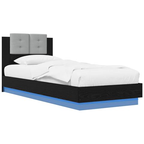 Struttura letto con testata Rovere Nero Legno ingegnerizzato - Foto 1