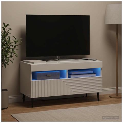 Mobile TV LED Bianco Lucido Legno ingegnerizzato - Foto 2