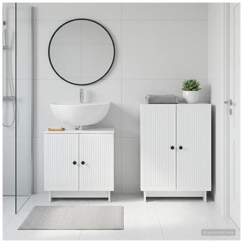 Set di Armadi da Bagno da 2 Pezzi EDE Bianco Lucido - Foto 2