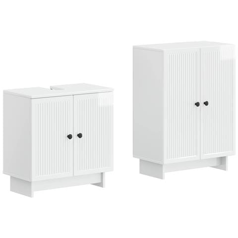 Set di Armadi da Bagno da 2 Pezzi EDE Bianco Lucido - Foto 1