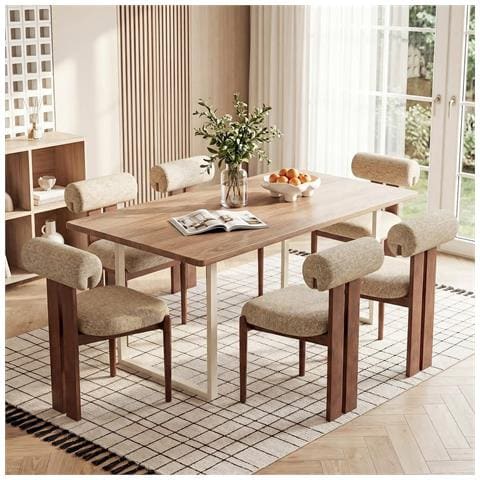 Set Di 6 Sedie Da Pranzo Schienale Cilindrico 50x61.5x78.5cm - Cammello - Foto 1