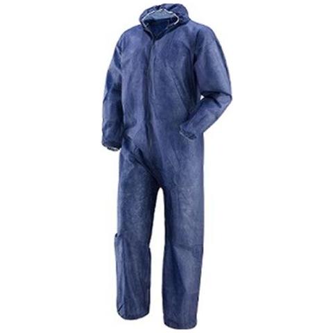 Tuta in polipropilene BLU monouso con cappuccio fisso e chiusura a cerniera tg. XXL - Foto 2