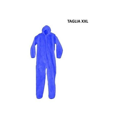 Tuta in polipropilene BLU monouso con cappuccio fisso e chiusura a cerniera tg. XXL - Foto 5
