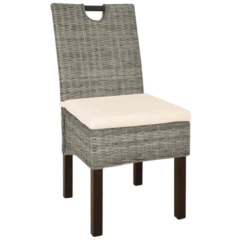 Sedie Sala da Pranzo 2 pz in Rattan Kubu e Legno di Mango 46 x 57 x 96 cm - Foto 5