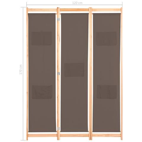 Divisorio A 3 Pannelli Marrone 120x170x4 Cm In Tessuto - Foto 8