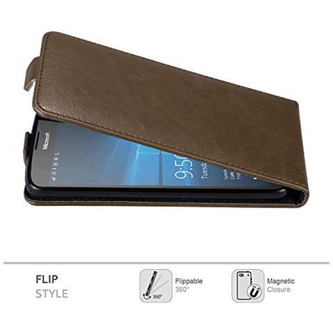 Custodia Compatibile Con Nokia Lumia 950 Xl In Bruno Caffè - Coperchio Protettivo In Design Flip Con Chiusura Magnetica - Foto 2