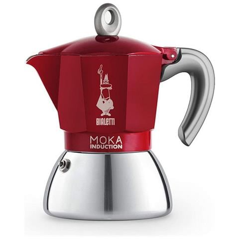 Caffettiera Moka Induktion per Piani Induzione Capacità  0.27 litri 6 Tazze Colore Rosso / Acciaio Inossidabile - Foto 1