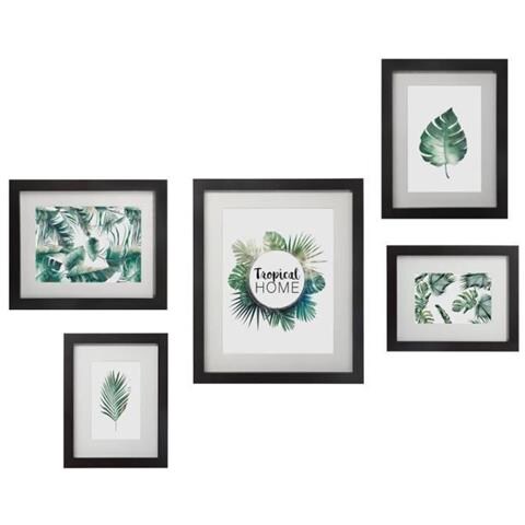 Set Di 5 Cornici Per Foto Tropicali - Nere - Foto 1