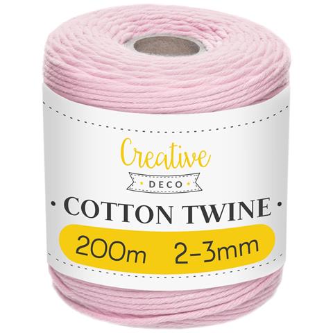 200m Corda Macrame Rosa Pastello | Spago Di Cotone-poliestere | 656 Piedi | Spessore 2-3mm | Grande Corda Spessa Forte | Perfetta Per Avvolgere I Regali, Progetti Fai Da Te Artigianato - Foto 1