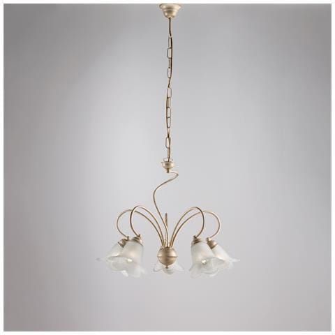 Edera - Plafoniera In Ferro Laccato Bianco Con Decoraz. Effetto Shabby Chic E Strass In Cristallo 4 Luci H.22 - Ø60 - Bl50-pl4-bco - Foto 2