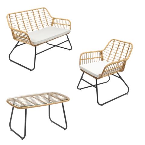 Set Di Mobili Da Giardino Tiga In Resina Intrecciata 4 Posti - Cuscini Crema - Foto 15