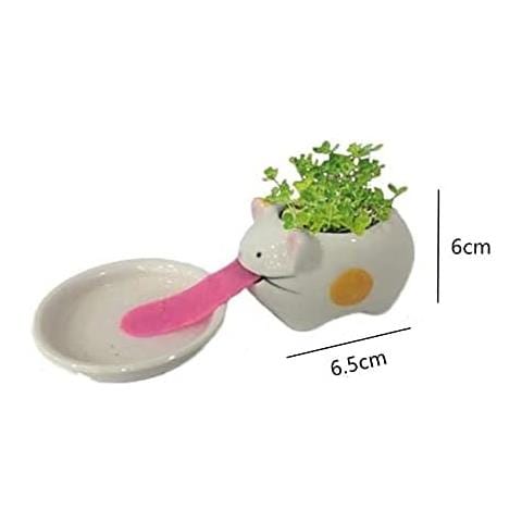 Mini Self-suction Ceramic Flower Pots With Tray For Succulents Cactus Flower Pots Decoration For Home, Office, Indoor, Puppy - Foto 4