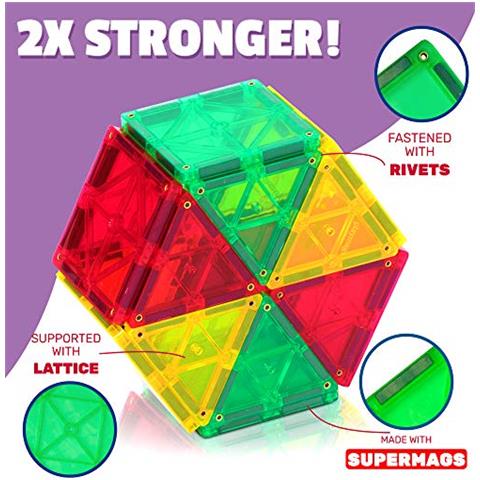 Set Da Costruzione Con Piastrelle Magnetiche: Esclusivo Kit Educativo Clickins Da 36 Pezzi: 18 Piastrelle Magnetiche Trasparenti Super Resistenti Con Finestre E 18 Lettere E Numeri Stimola La Creatività E Lo Sviluppo Del Cervello - Foto 2