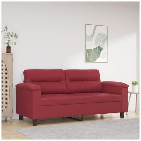 Divano A 2 Posti Rosso Vino 140 Cm In Similpelle - Foto 1