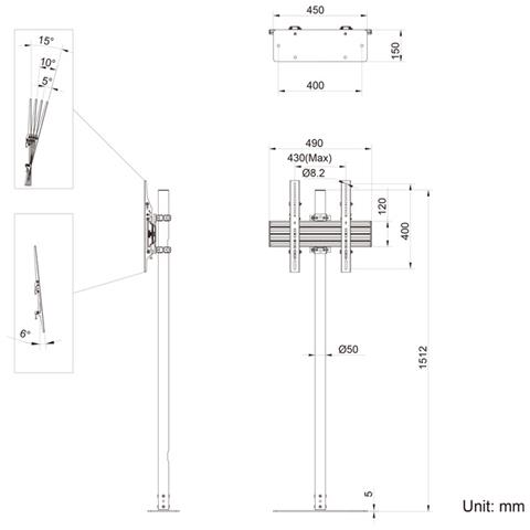 M Montaggio a pavimento unipolare Pro 32"-65 - Foto 6