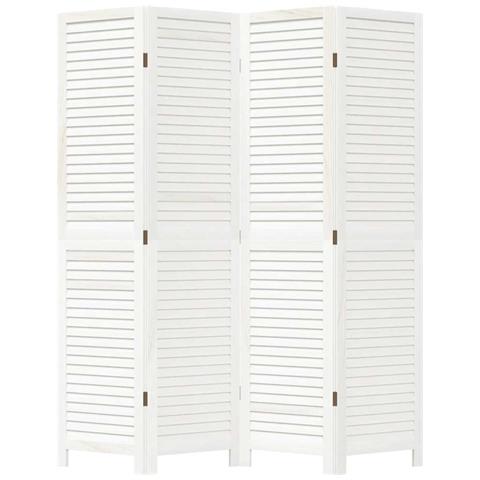 Divisorio Ambienti 4pannelli Bianco Legno Massello Di Paulownia - Foto 2