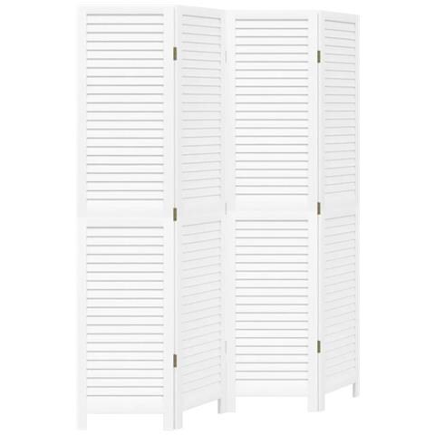 Divisorio Ambienti 4pannelli Bianco Legno Massello Di Paulownia - Foto 1