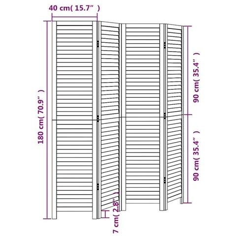 Divisorio Ambienti 4pannelli Bianco Legno Massello Di Paulownia - Foto 8