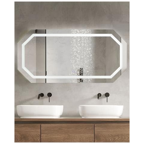 Specchio Da Bagno Con Luce Led Locmariaquer 120 Cm 60 Cm Argento - Foto 1