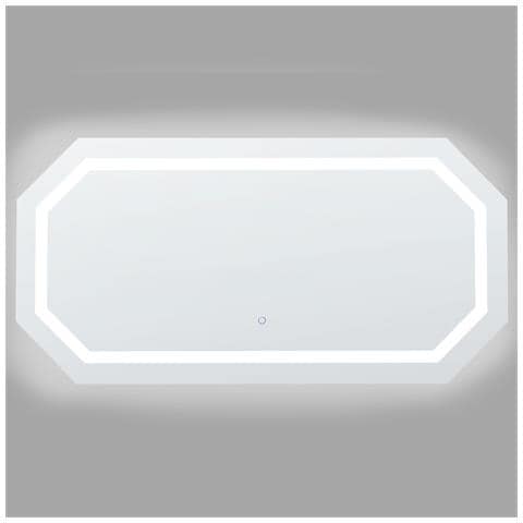 Specchio Da Bagno Con Luce Led Locmariaquer 120 Cm 60 Cm Argento - Foto 2