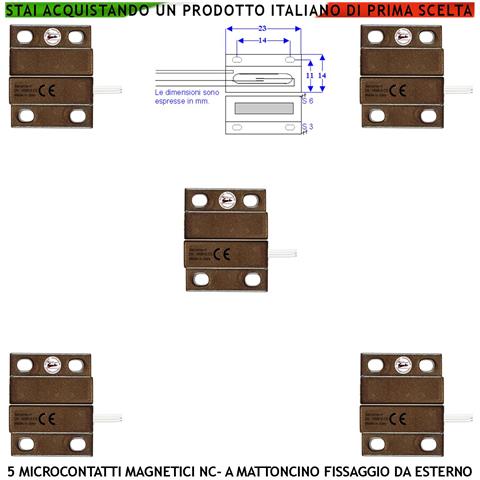 Micro Contatto Magnetico Marrone 5 Pezzi Allarme Porte Infissi Contatto Antifurto Nc Reed In Ampolla Sottovuoto Campo - Foto 1