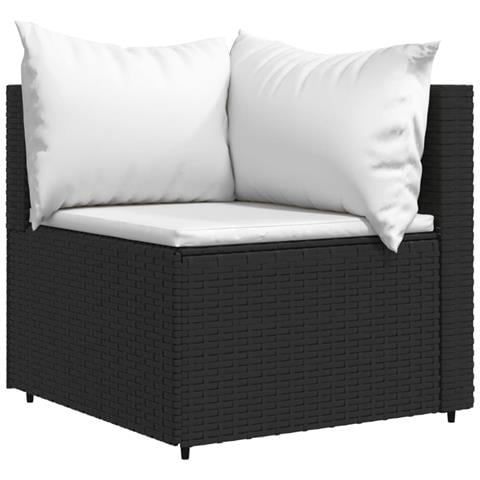 Divani Angolari Da Giardino Con Cuscini 2pz In Polyrattan Nero - Foto 2