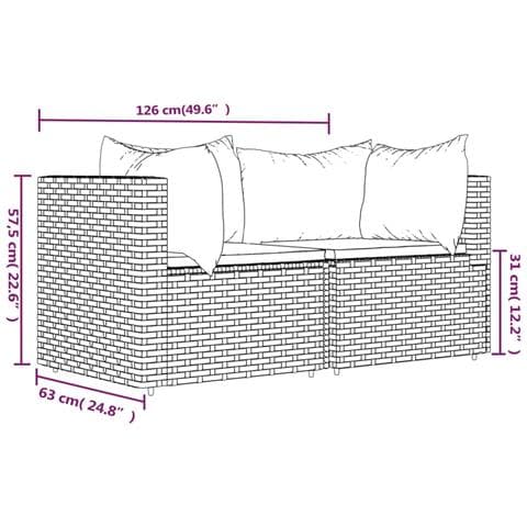 Divani Angolari Da Giardino Con Cuscini 2pz In Polyrattan Nero - Foto 8