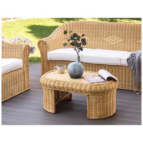 Tavolo Da Giardino Rattan Sintetico Naturale Livadeia - Foto 1