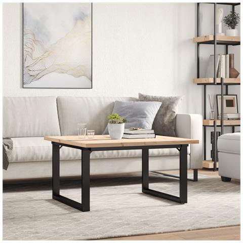 Tavolino Salotto Telaio A O 80x80x45,5cm Massello Pino E Ghisa - Foto 3