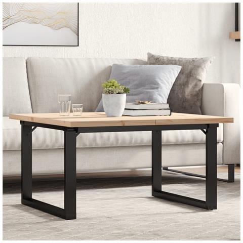 Tavolino Salotto Telaio A O 80x80x45,5cm Massello Pino E Ghisa - Foto 1
