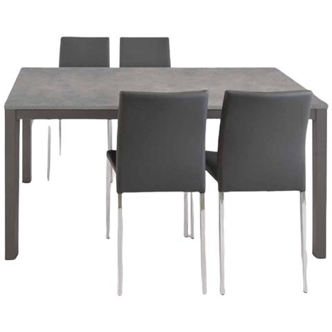Tavolo Moderno Grigio Cemento Allungabile 160x90 - Foto 1