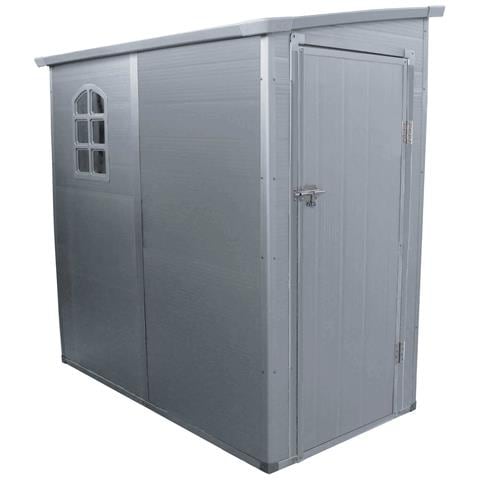 Casetta Cottage Addossata Da Giardino Porta Attrezzi In Resina Effetto Legno Monterosa Grigio Chiaro - Foto 1