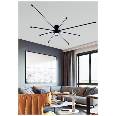 Lampadario Da Soffitto Plafoniera Led Luce Naturale 42 Watt Moderno Nero - Foto 2