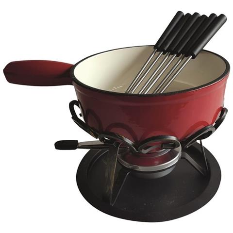Set Fonduta Tinta Unita Rosso Scaldino In Ferro Battuto Da 24 Cm - Dsbrgsaf24 - Foto 1