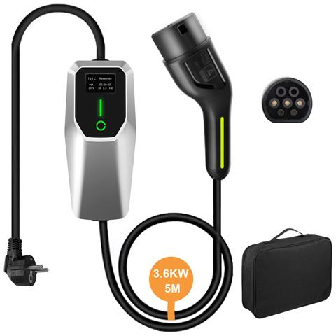 Ev Charger Con Borsa Portatile, Cavo Ricarica Auto Elettrica Tipo 2 Con Spina Schuko, 6/8/10/13/16a Corrente Regolabile (iec 62196-2 | 5m, 3,6kw | 16a) - Foto 1