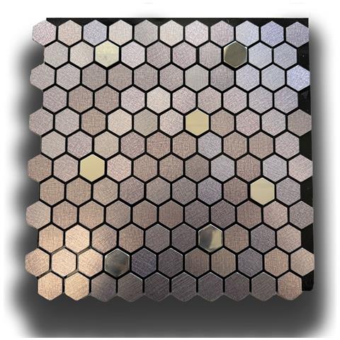 Top! Piastrella Autoadesiva In Vero Alluminio Serigrafato Con Inserti In Acciaio 30x30cm (sp. 3mm) Color Violetto - Foto 1