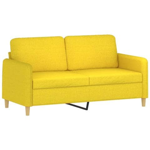 Divano A 2 Posti Giallo Chiaro 140 Cm In Tessuto - Foto 2
