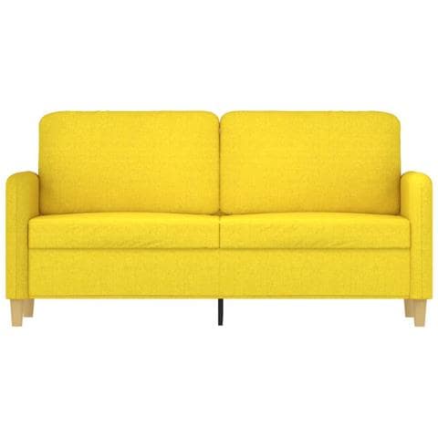 Divano A 2 Posti Giallo Chiaro 140 Cm In Tessuto - Foto 3