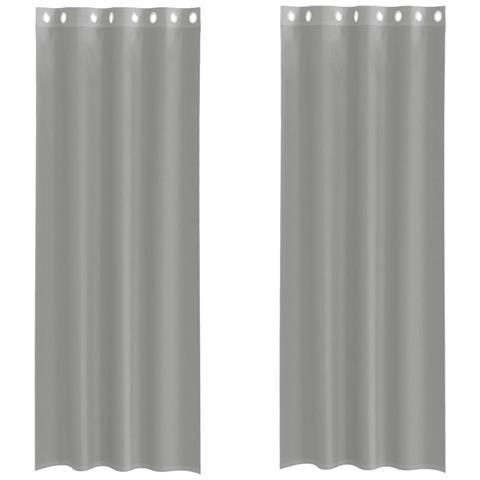 Tende In Voile Con Occhielli 2 Pz Grigio Chiaro 140x300 Cm - Foto 2