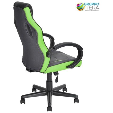 Sedia Gaming Poltrona Da Ufficio Direzionale Ruote Girevoli Sportiva Racer Verde - Foto 2