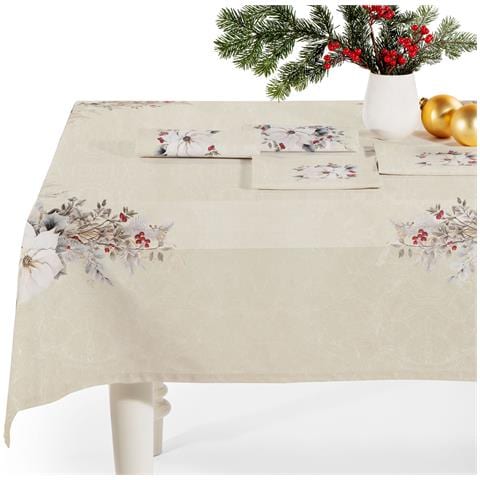 Tovaglia Da Tavola Cm 150x280 Natalis In Cotone Colore Neutro Misura Cm150x280 - Foto 3