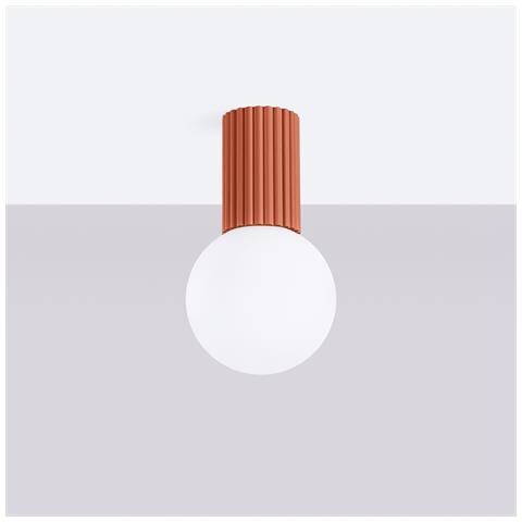 Lampada Da Soffitto Halo Rosso Ocra Ip44 Sl. 1728 - Moderno Lampada Da Soffitto Ocra Rossa 21x12x12 Cm - Foto 2