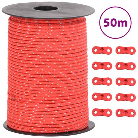 Corda Tenda con Strisce Riflettenti e Chiavi 50 m 3 mm - Foto 1