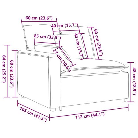 Modulo Terminale Bracciolo Divano Modulare con Cuscini 100 cm - Foto 9