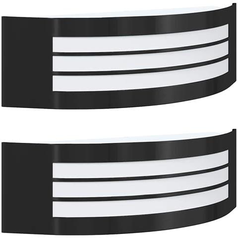 Lampada da Parete Esterna 2 pcs Acciaio Inossidabile Nero IP44 - Foto 1
