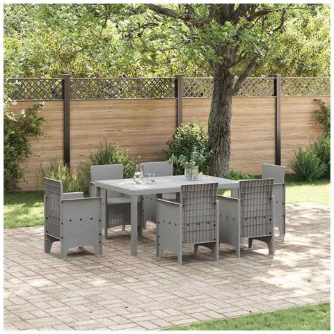 Tavolo da Giardino Grigio Chiaro 150x100x73 cm in Polyrattan - Foto 2