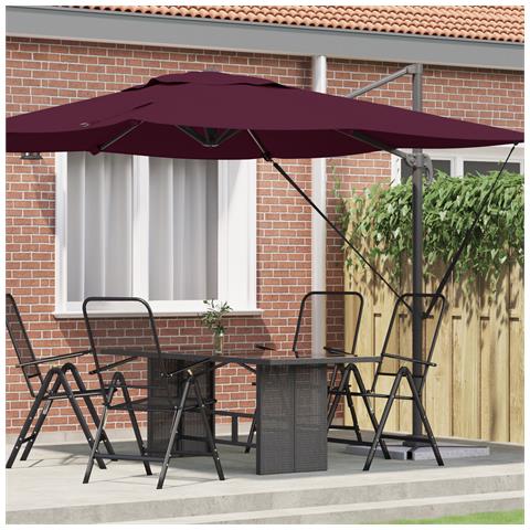 Ombrello da Patio Rosso borgogna Alluminio, Poliestere Grande - Foto 2