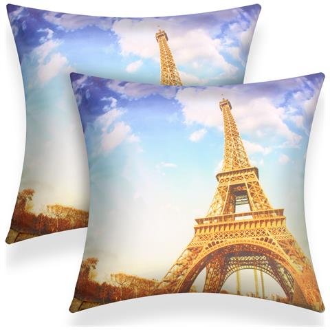Set Di 2 Copricuscini 40x40 Cm Design Torre Eiffel Antica - Foto 2