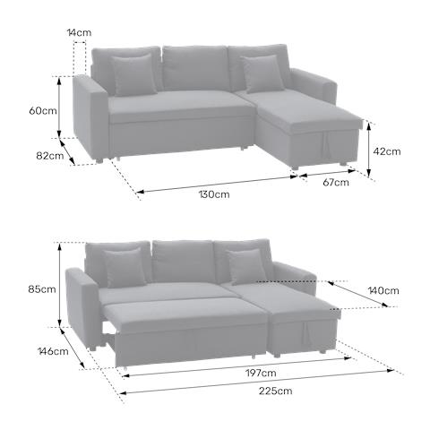 Divano Letto Angolare A 3 Posti Clark In Taupe - Foto 2