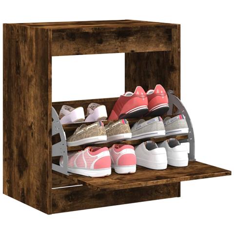 Scarpiera Rovere Fumo 60x42x69 cm in Legno Multistrato - Foto 2